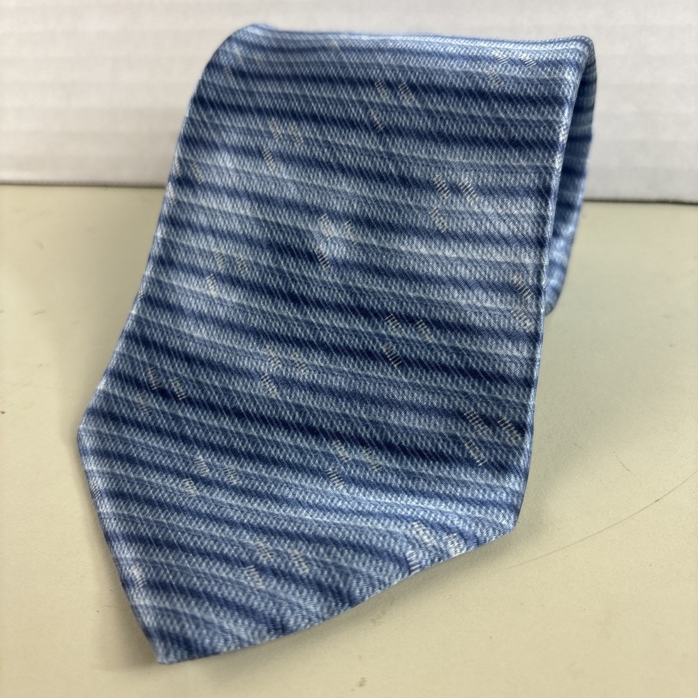 100% Silk Necktie Blue/White Gradient Horizontal Striped 60x4 Classic Tie ARROW